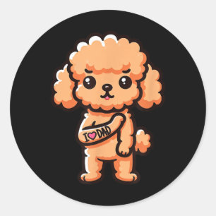 Toy Poodle I Liebe Vater Funny Dog Tattoo _1 Runder Aufkleber
