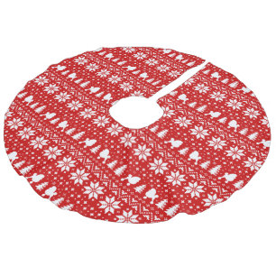 Toy Poodle Silhouetten Weihnachtsmuster Leinenimitat Weihnachtsbaumdecke