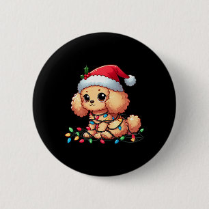 Toy Poodle Weihnachtslicht Hund Funny Xmas Button