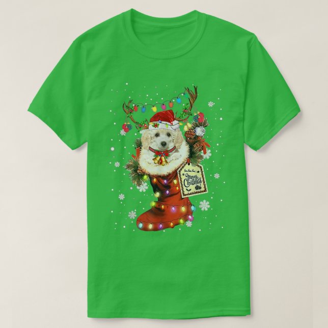Toy Poodle Xmas Boot Weihnachtssock Winterschnee T-Shirt (Design vorne)