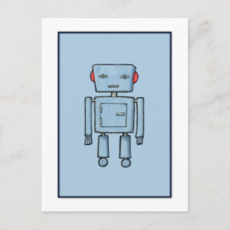 Toy Robot Blue Postcard Postkarte