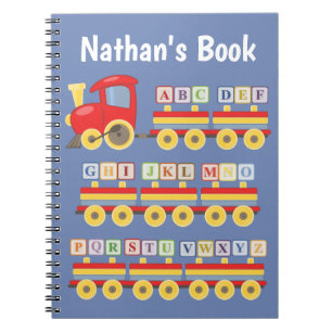 Toy Train Carrying Alphabet Blocks Personalised Notizblock