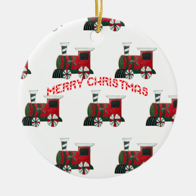 Toy Train Weihnachten Keramikornament (Vorne)