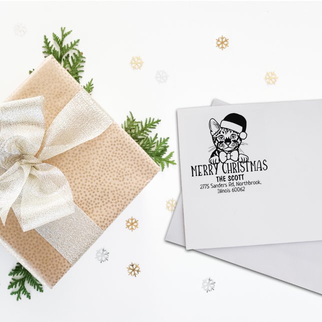 Toyger Cat Family Adresse Weihnachten Gummistempel (Von Creator hochgeladen)