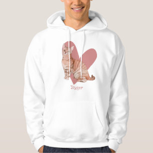 Toyger Cat Watercolor Kitty Pink Herz Hoodie