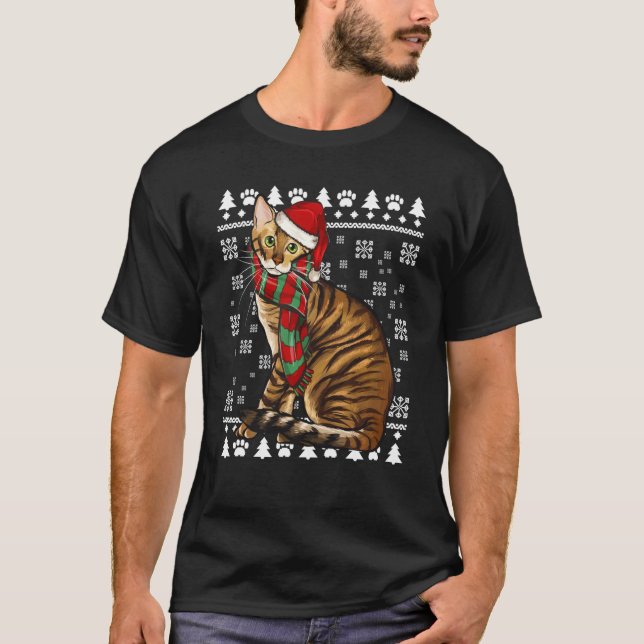 Toyger Cat Weihnachtsmannmütze Weihnachten Weihnac T-Shirt (Vorderseite)