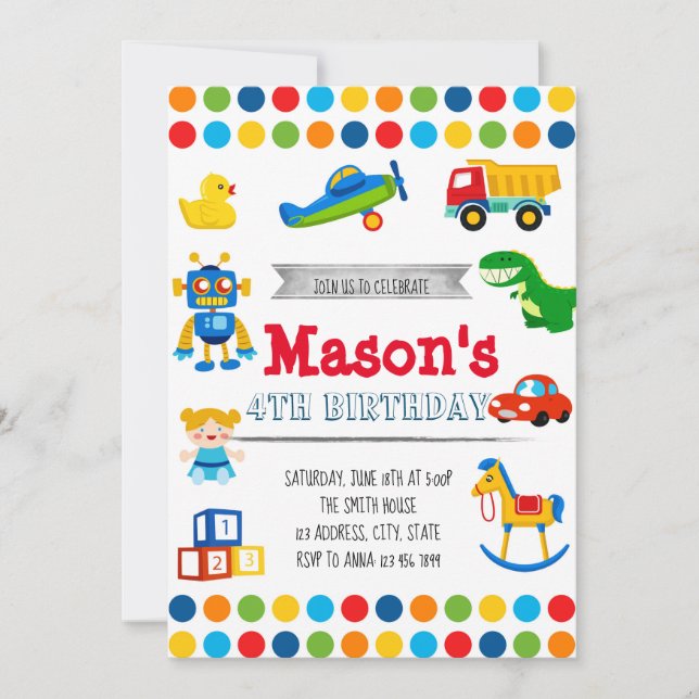 Toyland Party - Einladung zum Geburtstag (Vorderseite)