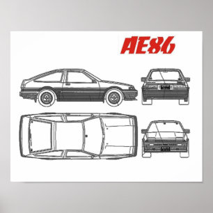 Toyota corolla ae86 blaues Plakat