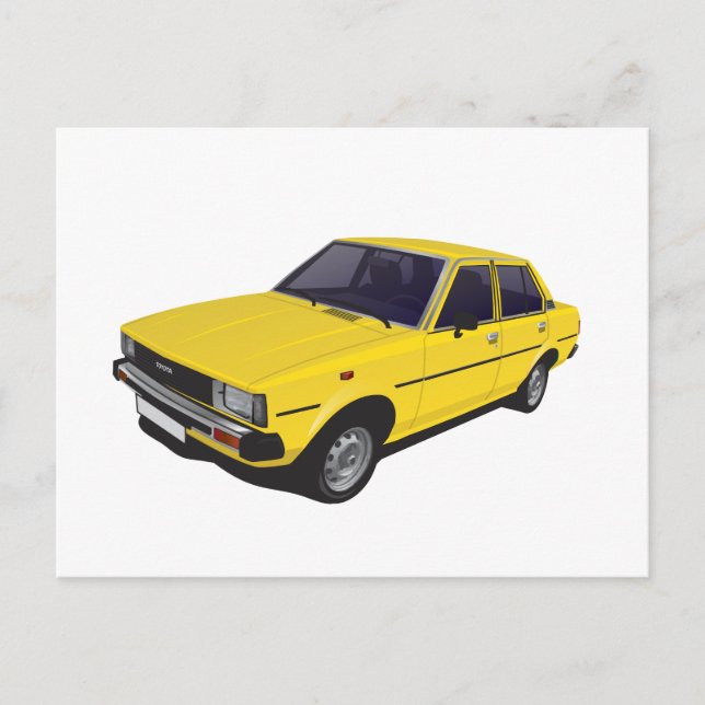Toyota Corolla DX KE70 4-Türgelb Postkarte (Vorderseite)
