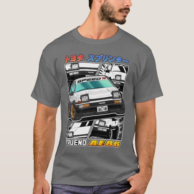 Toyota Sprinter Trueno AE86 Street Racing T-Shirt (Vorderseite)