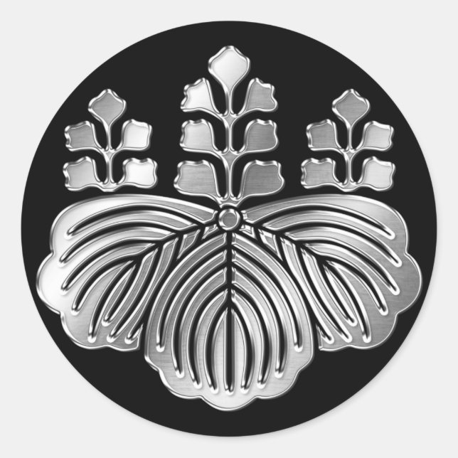 Toyotomi Clan Kamon Silver Chrome Runder Aufkleber (Vorderseite)