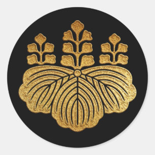Toyotomi Kamon Goshichi Kiri in Gold Runder Aufkleber