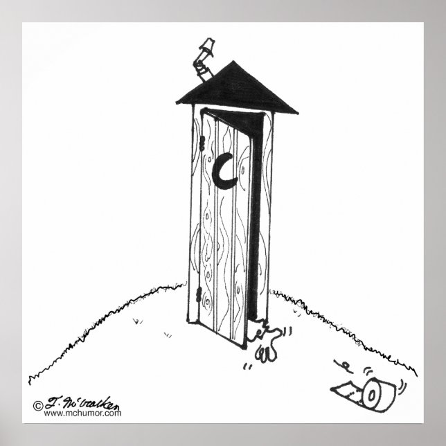 TP rollt von einem Outhouse weg Poster (Vorne)