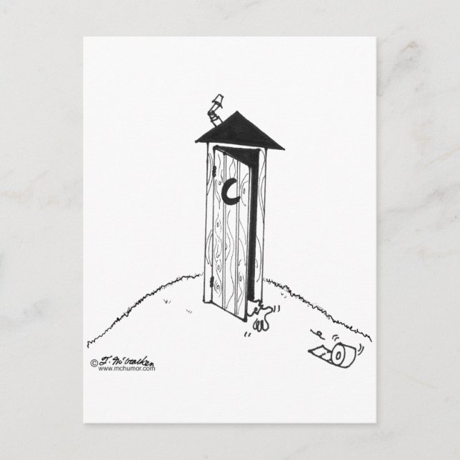 TP rollt von einem Outhouse weg Postkarte (Vorderseite)