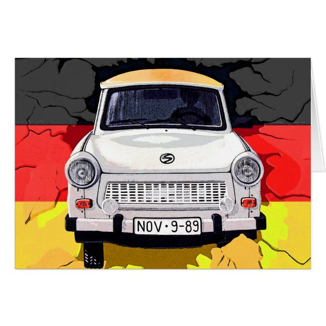 Trabant-Auto und deutsche Flagge, Berliner Mauer (Vorderseite (Horizontal))