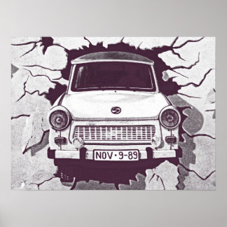 Trabant Car , Black & White, Berlin Wall (1) Poster