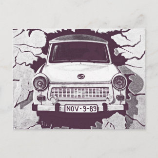 Trabant Car , Black & White, Berliner Mauer (1) Postkarte