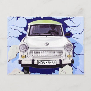 Trabant Car , Blauer Blau, Berliner Mauer Postkarte