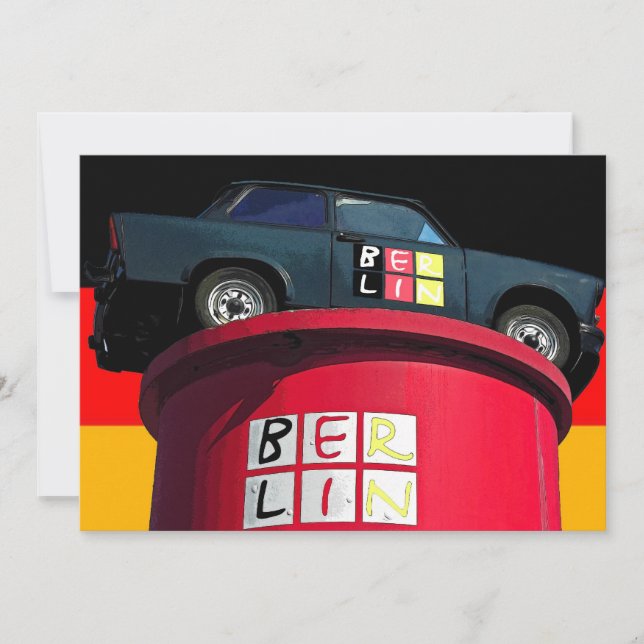 Trabant Car , deutsche Flagge, Berliner Logo (Vorderseite)