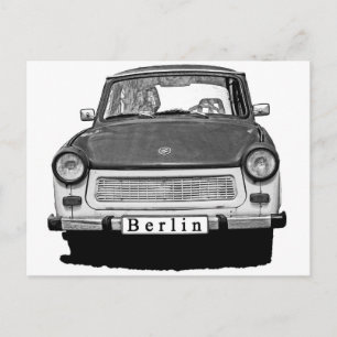 Trabant Car Front, Schwarz und Weiß, Berlin Postkarte