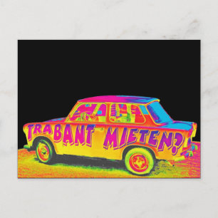 Trabant Car , Regenbogeneffekt, Schwarzer Rücken,  Postkarte