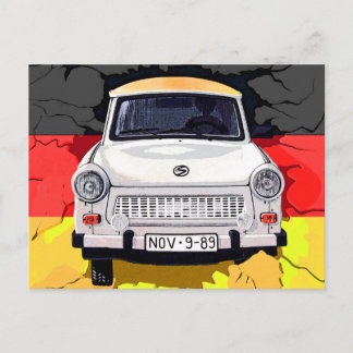 Trabant Car und deutsche Flagge, Berliner Mauer Postkarte