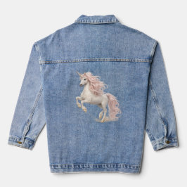 Trabendes Einhorn mit fließender rosa Mähne Jeansjacke