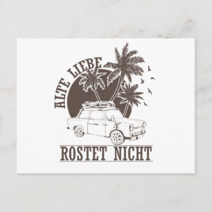 Trabi DDR Pappe "Alte Liebe rostet nicht" Postkarte