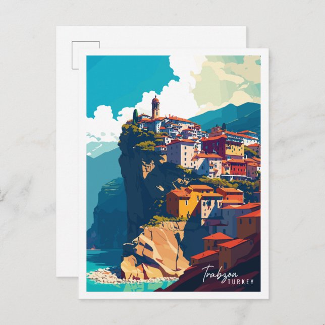 Trabzon Türkei Vintage Reise Illustration Postkarte (Vorne/Hinten)