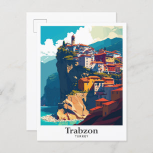 Trabzon Turkey Travel Vintag Illustration Postkarte