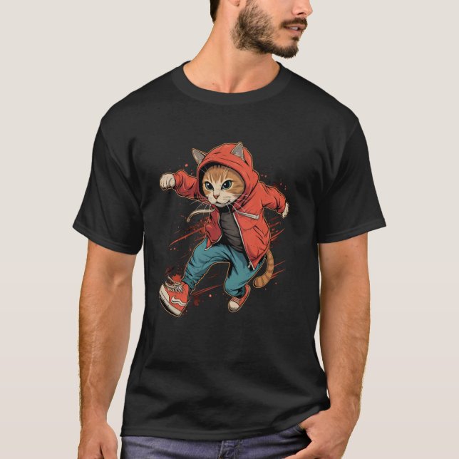 Traceur Katze auf Parkour T-Shirt (Vorderseite)