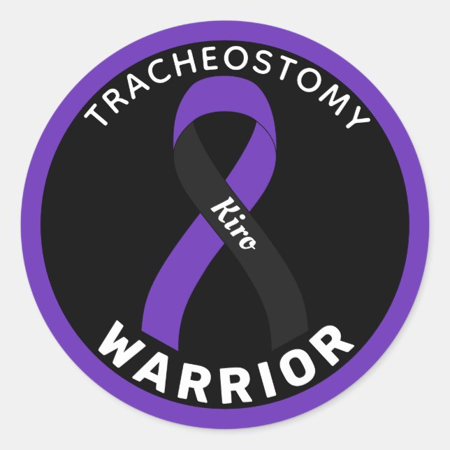 Tracheostomer Warrior Ribbon Black Round Sticker (Vorderseite)