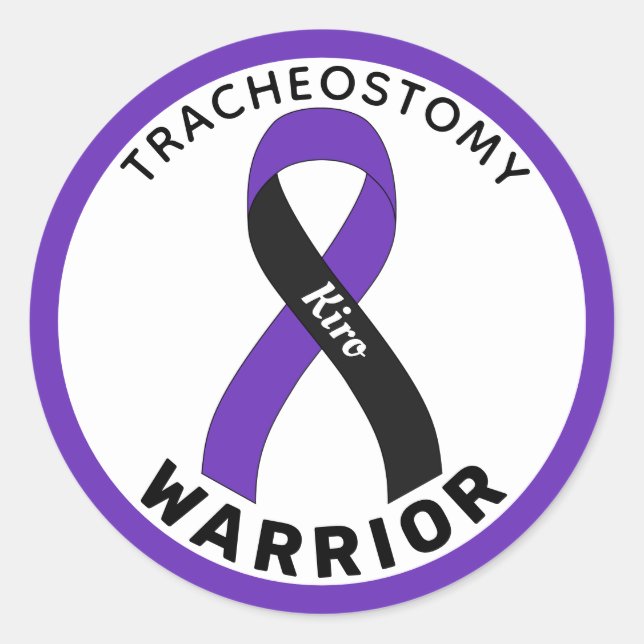 Tracheostomer Warrior Ribbon White Round Aufkleber (Vorderseite)