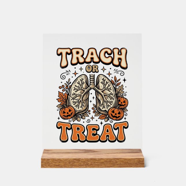Tracheostomie Halloween-Nurse-Süßes-oder-Saures-De Acrylschild (Vorderseite)