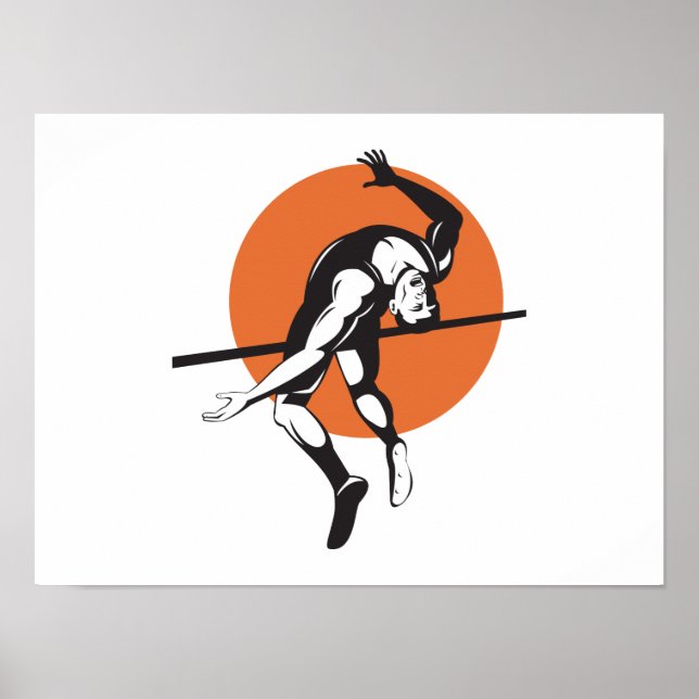 Track and Field Athlete Springen Hoher Sprung Poster (Vorne)