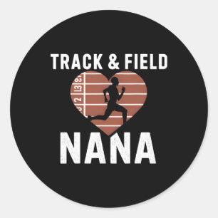 Track and Field Nana Oma Proud Athlete Mütter Runder Aufkleber