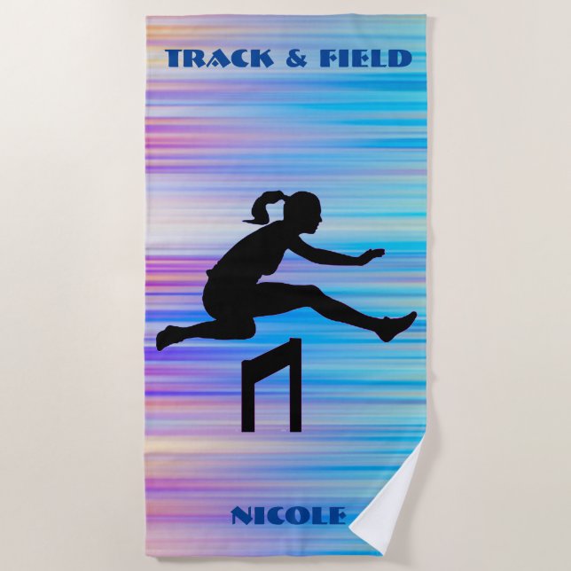 Track & Field Beach Handtuch/ Name Strandtuch (Vorderseite)