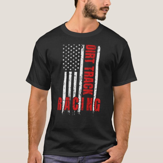 Track Racing American Flag Motocross Schmutzspur R T-Shirt (Vorderseite)
