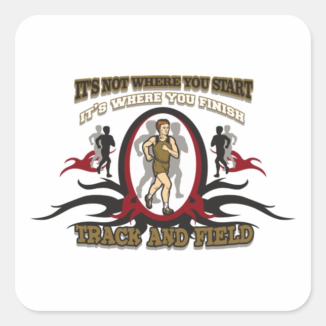 Track und Feldstart Quadratischer Aufkleber (Vorderseite)