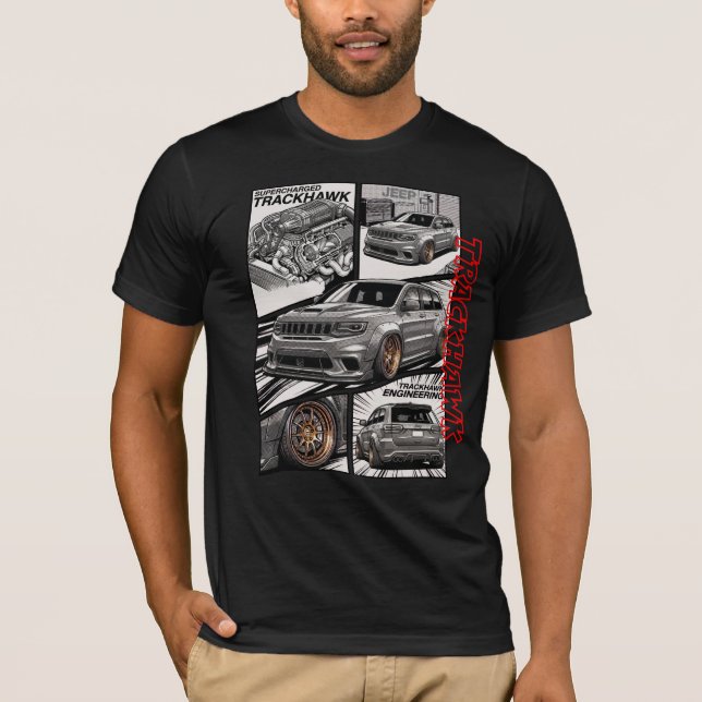 Trackhawk Supercharged V8 JDM Manga Panel T-Shirt (Vorderseite)