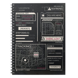 Tracking - Techno-Brutalist Streetwear Design Notizblock