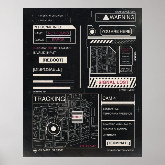 Tracking - Techno-Brutalist Streetwear Design Poster (Vorne)