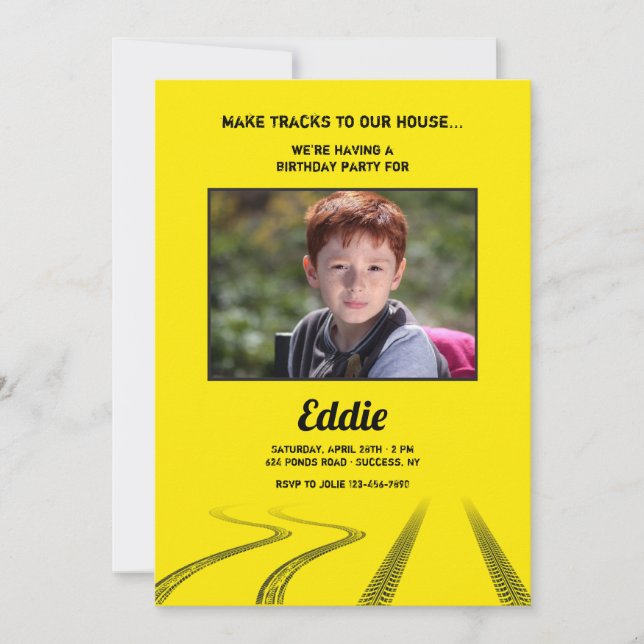 Tracks Foto Geburtstagsparty Einladung (Vorderseite)
