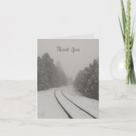 Tracks in Nebel und Schneewald Dankeskarte