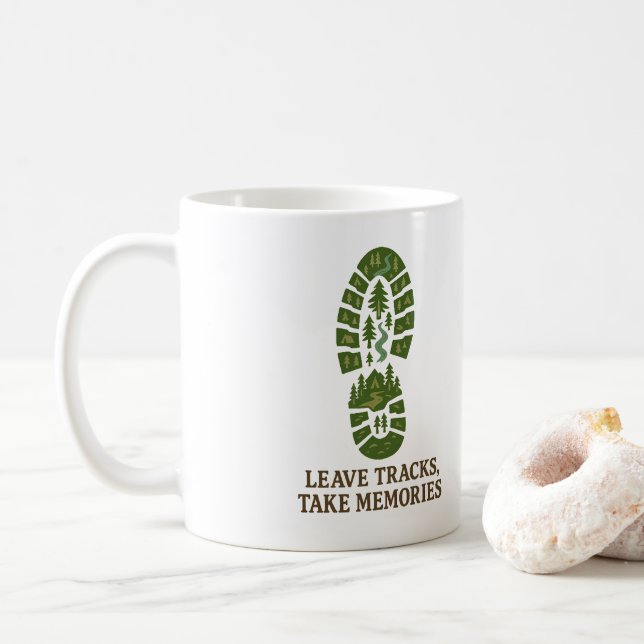 Tracks verlassen, Erinnerungen nehmen Kaffeetasse (Mit Donut)