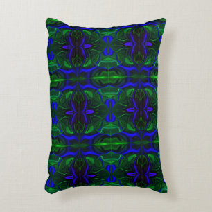 Traços azuis 'flutuando' sobre fundo verde. dekokissen