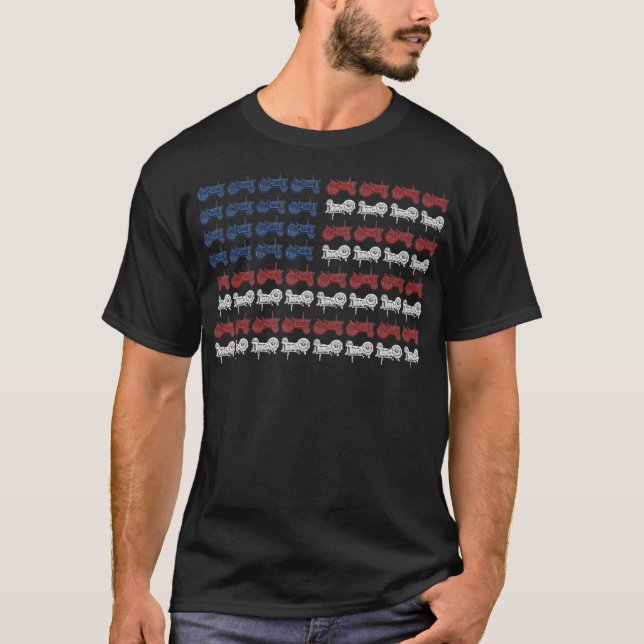 Tractor American Flag patriotische Landwirtschaft  T-Shirt (Vorderseite)