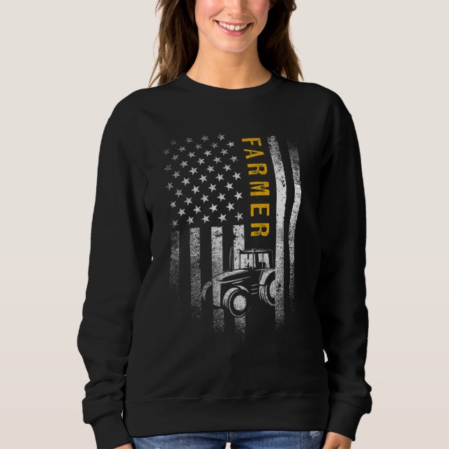 Tractor American USA Flag Bauer Rancher Gif Sweatshirt (Vorderseite)