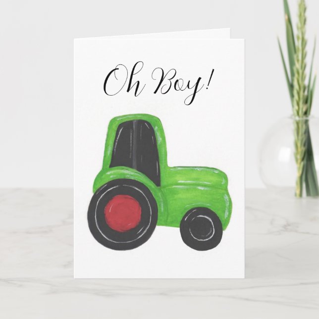 Tractor Baby Boy Gratulations Card Karte (Vorderseite)