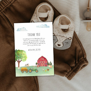 Tractor Bauernmarkt Rote Scheune Baby Shower Dankeskarte